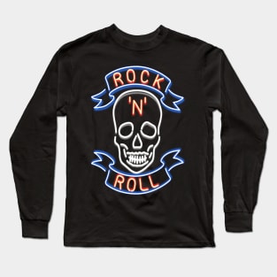 Rock and Roll Neon Skull Long Sleeve T-Shirt